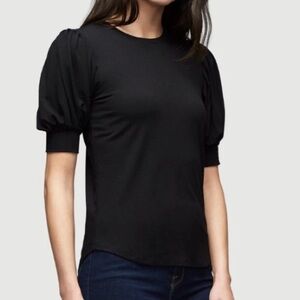 FRAME BLACK SHORT PUFF BALLOON SLEEVE SCOOP NECK SHIRT WOMENS SZ XS